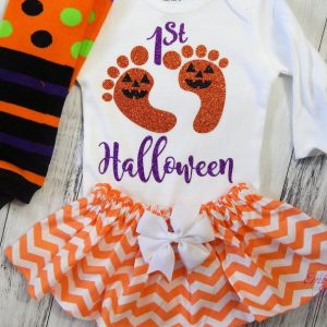 First Halloween, 1st Halloween outfit, Halloween Outfit Girl,Personalized Halloween Baby Outfit, Halloween Glitter Outfit, Newborn Halloween