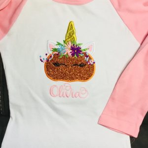 Fall Pumpkin Unicorn Raglan shirt