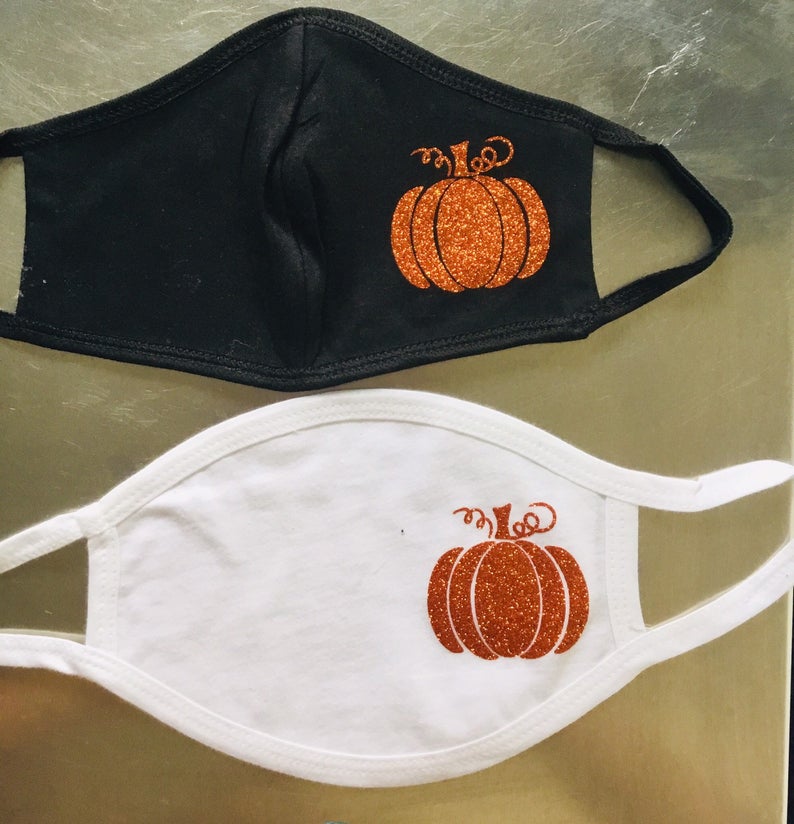 Pumpkin face masks for fall, custom face masks. double layered