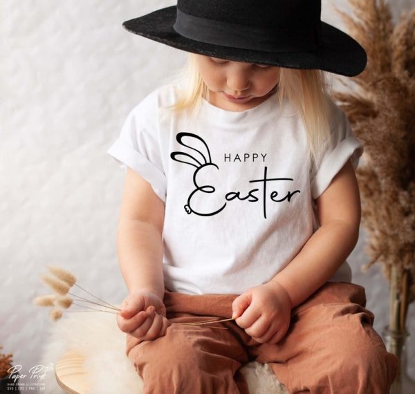 Happy Easter top for all ages, Easter with a cross tee or sweatshirt