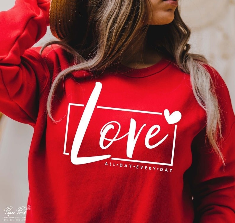 Valentine's Day tees for Ladies, Love sweatshirts or tees, can be worn for  valentines, but all year long too, Valentine's Raglan's or tees
