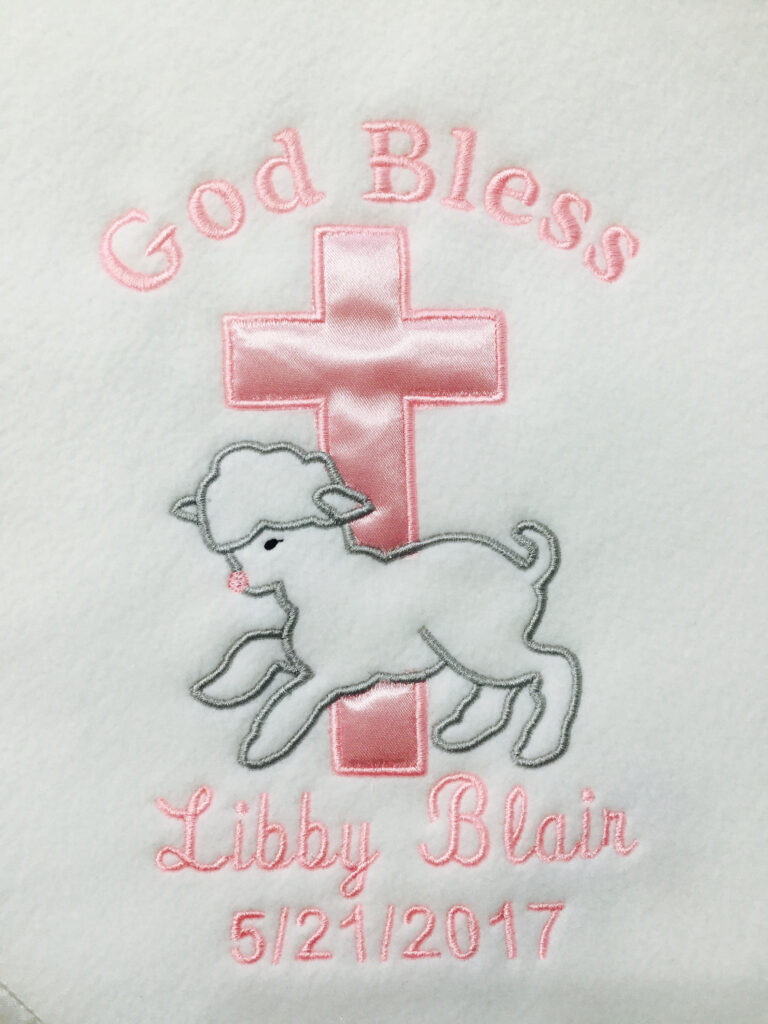 Baby girl Baptism Blanket, Personalized Baby Birth Blanket and great