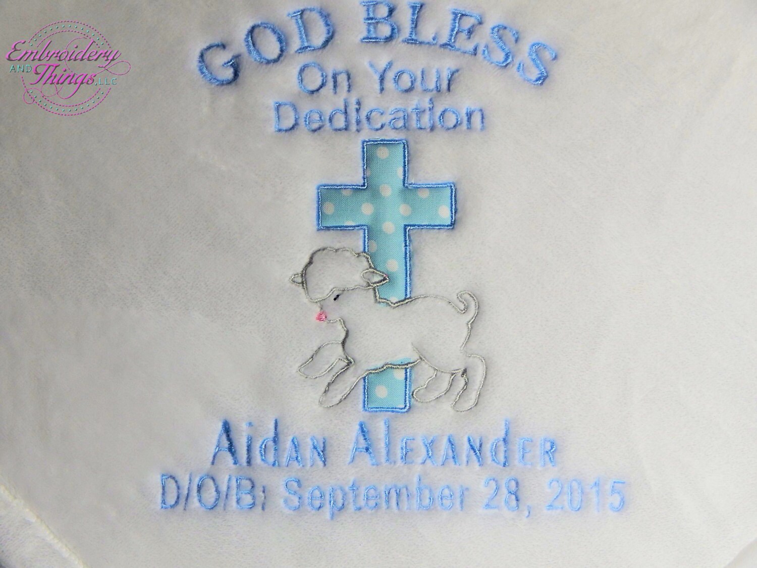 Baby girl Baptism Blanket, Personalized Baby Birth Blanket- and great for Baptism Blanket also/ Christening too