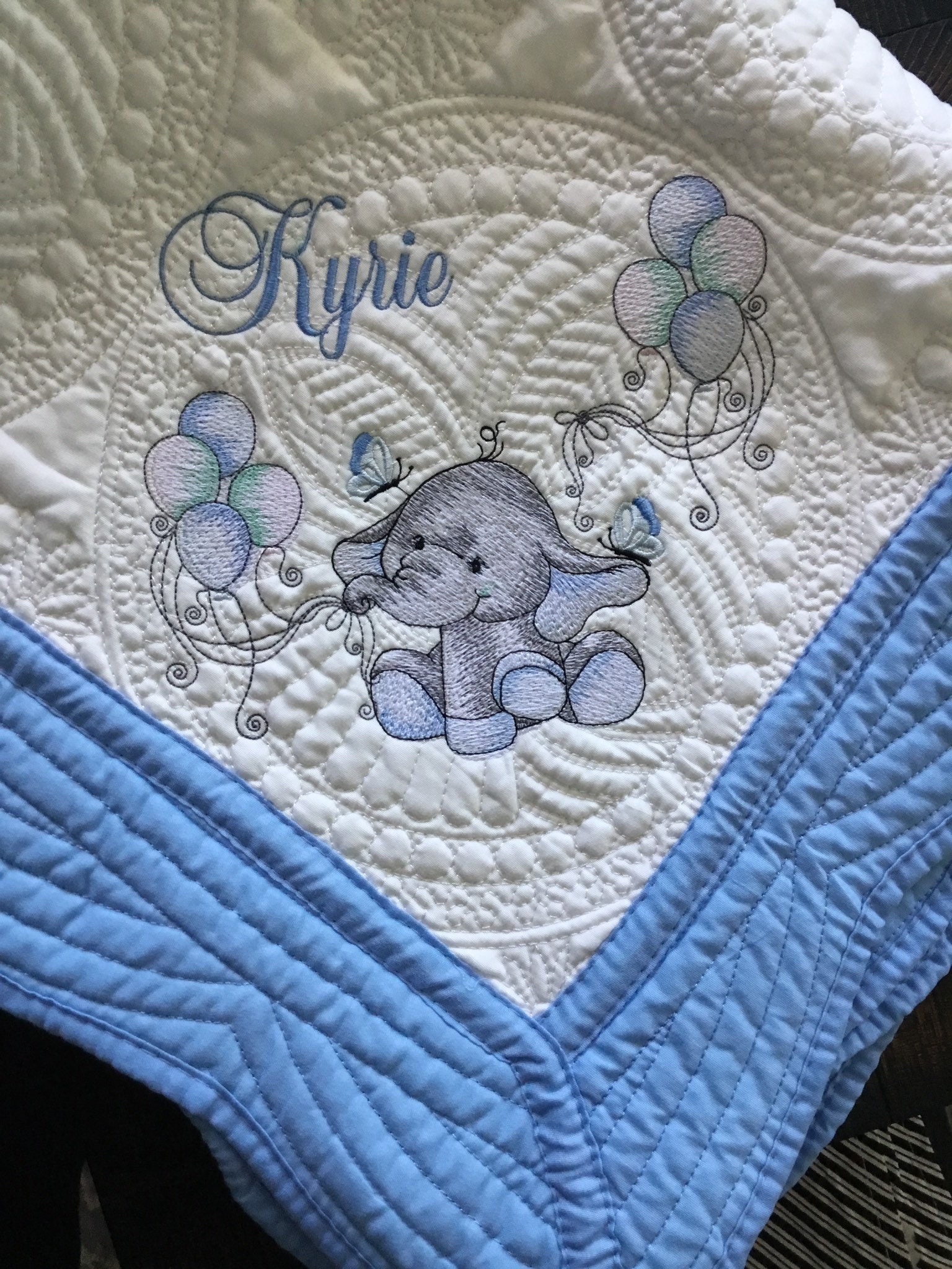 Heirloom baby quilt  for girls or boys, makes a treasured gift, Rocking Horse Baby blanket monogrammed or personalized for boys or girls