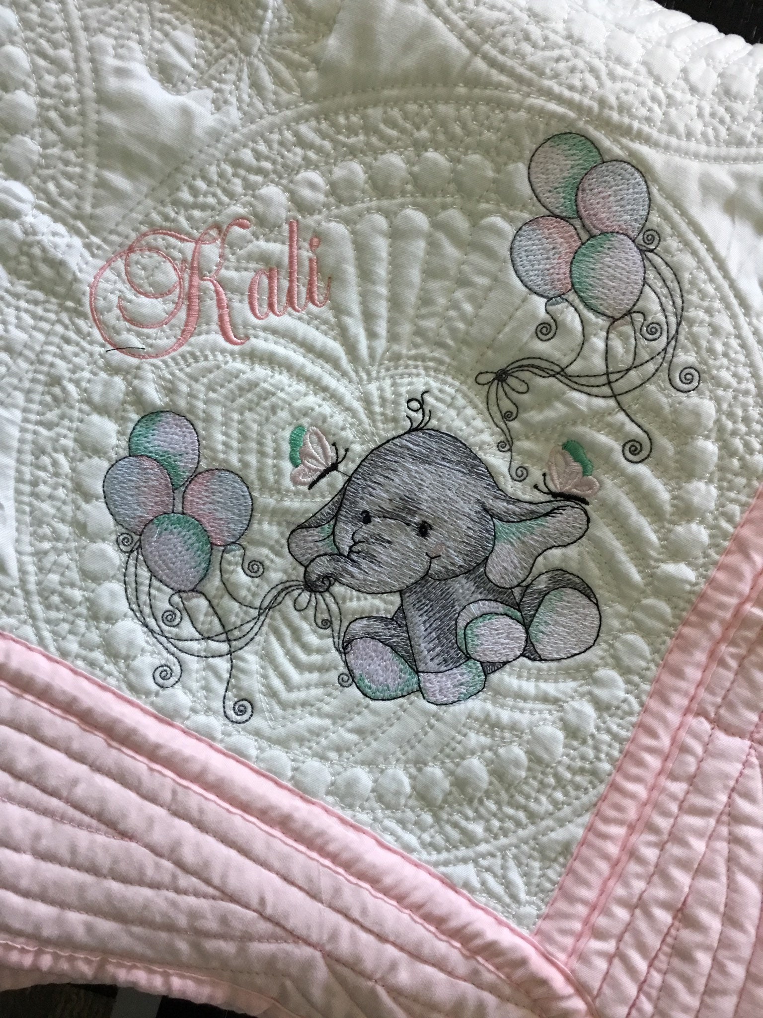 Heirloom baby quilt  for girls or boys, makes a treasured gift, Rocking Horse Baby blanket monogrammed or personalized for boys or girls