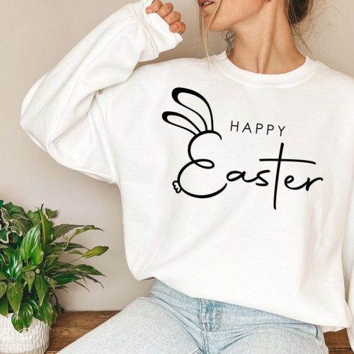 Happy Easter top for all ages, Easter with a cross tee or sweatshirt
